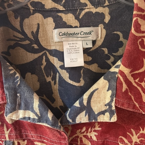 Coldwater Creek Red Denim Floral Jacket SZ L - Picture 3 of 8